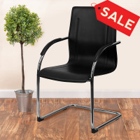 Flash Furniture Black Vinyl Side Chair with Chrome Sled Base BT-509-BK-GG